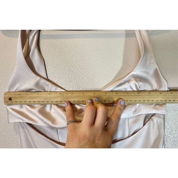 Meshki Off White Side Cut Out Satin Midi Dress Women's XS - Picture 9 of 10